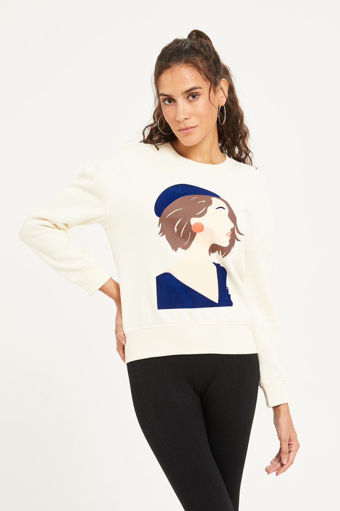 Redtag-Ivory-Sweatshirt-With-Flocking-Details-Category:Sweatshirts,-Colour:Ivory,-Deals:New-In,-Filter:Women's-Clothing,-H1:LWR,-H2:LAD,-H3:SWS,-H4:SWS,-LWRLADSWSSWS,-New-In-Women,-Non-Sale,-ProductType:Sweatshirts,-Season:W23B,-Section:Women,-W23B,-Women-Sweatshirts-Women's-