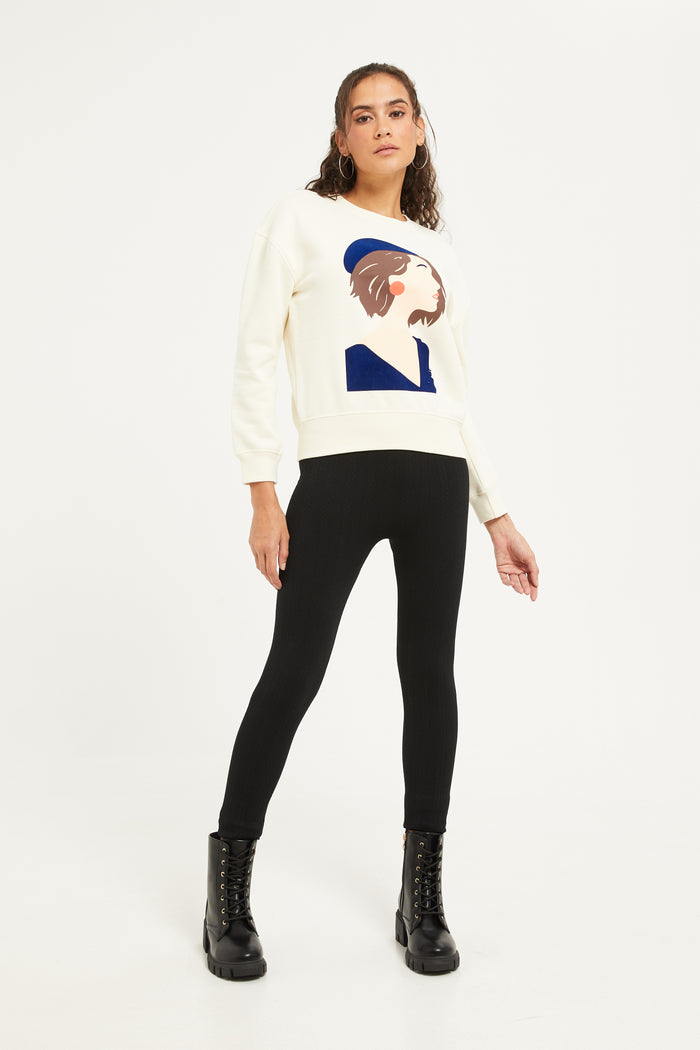 Redtag-Ivory-Sweatshirt-With-Flocking-Details-Category:Sweatshirts,-Colour:Ivory,-Deals:New-In,-Filter:Women's-Clothing,-H1:LWR,-H2:LAD,-H3:SWS,-H4:SWS,-LWRLADSWSSWS,-New-In-Women,-Non-Sale,-ProductType:Sweatshirts,-Season:W23B,-Section:Women,-W23B,-Women-Sweatshirts-Women's-