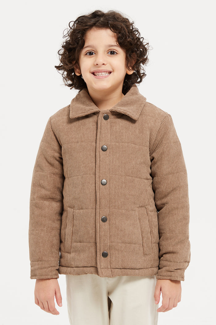 Redtag-Stone-Cord-Puffer-Shaket-BOY-Jackets,-Category:Jackets,-Colour:Beige,-Deals:New-In,-Filter:Boys-(2-to-8-Yrs),-H1:KWR,-H2:BOY,-H3:CSJ,-H4:CSJ,-KWRBOYCSJCSJ,-New-In-BOY,-Non-Sale,-ProductType:Puffers,-Season:W23B,-Section:Boys-(0-to-14Yrs),-W23B-Boys-2 to 8 Years