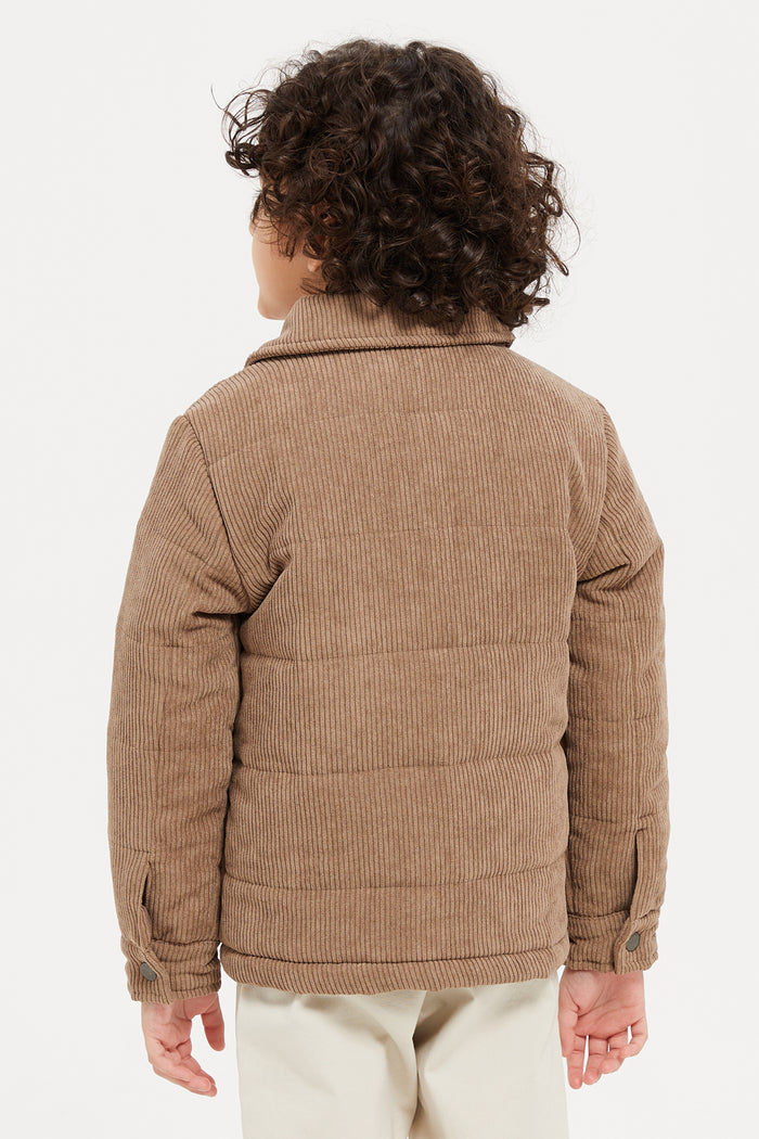Redtag-Stone-Cord-Puffer-Shaket-BOY-Jackets,-Category:Jackets,-Colour:Beige,-Deals:New-In,-Filter:Boys-(2-to-8-Yrs),-H1:KWR,-H2:BOY,-H3:CSJ,-H4:CSJ,-KWRBOYCSJCSJ,-New-In-BOY,-Non-Sale,-ProductType:Puffers,-Season:W23B,-Section:Boys-(0-to-14Yrs),-W23B-Boys-2 to 8 Years