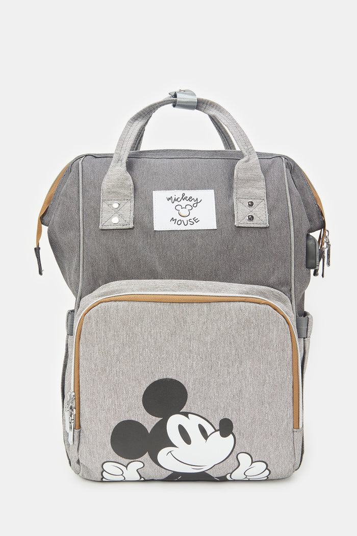 Redtag-Grey-Mickey-Diaper-Bag-ACCNBNFECBAG,-Category:Bags,-CHR,-Colour:Charcoal,-Deals:New-In,-Filter:Newborn-Accessories,-H1:ACC,-H2:NBN,-H3:FEC,-H4:BAG,-Men-Pouches,-New-In,-New-In-NBN-ACC,-Non-Sale,-ProductType:Baby-Diaper-Bags,-Season:W23B,-Section:Boys-(0-to-14Yrs),-W23B-New-Born-Baby-