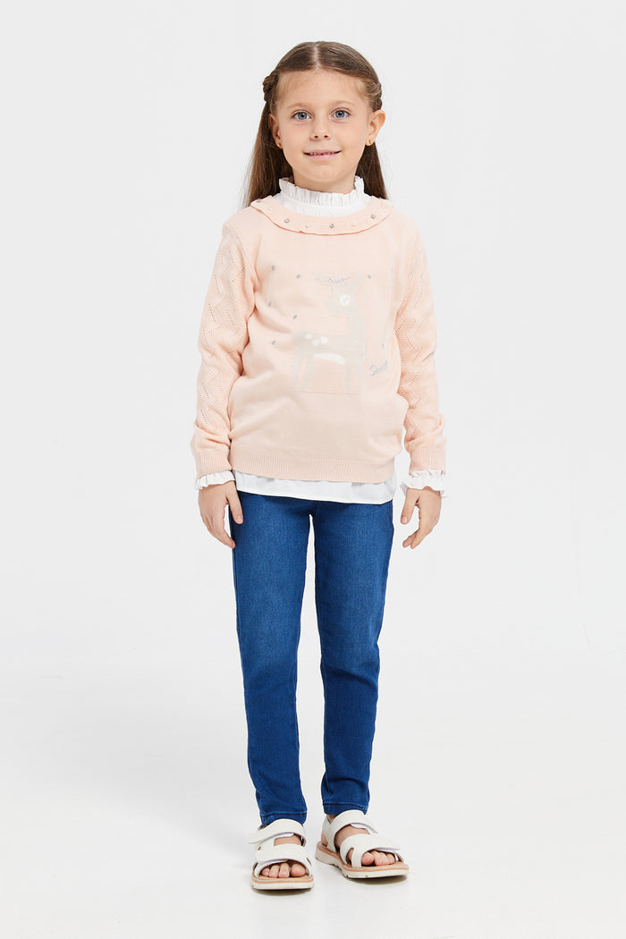 Redtag-indigo-jeans-127368718--Girls-2 to 8 Years