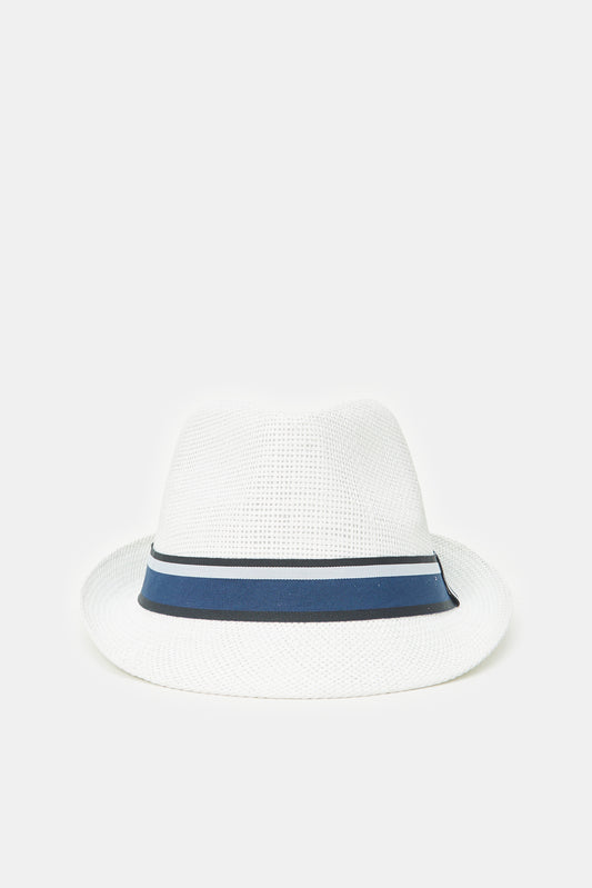 قبعة فيدورا باللون الأبيض للرجال