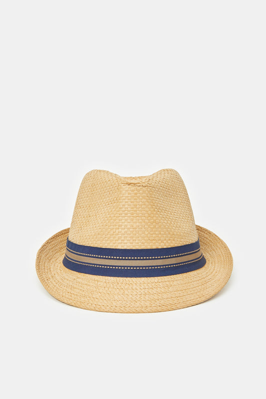 قبعة فيدورا باللون البيج للرجال 