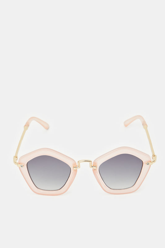 نظارات شمسية سداسية باللون الوردي للبنات