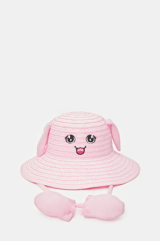 قبعة شمس مزينة باللون الوردي للبنات 