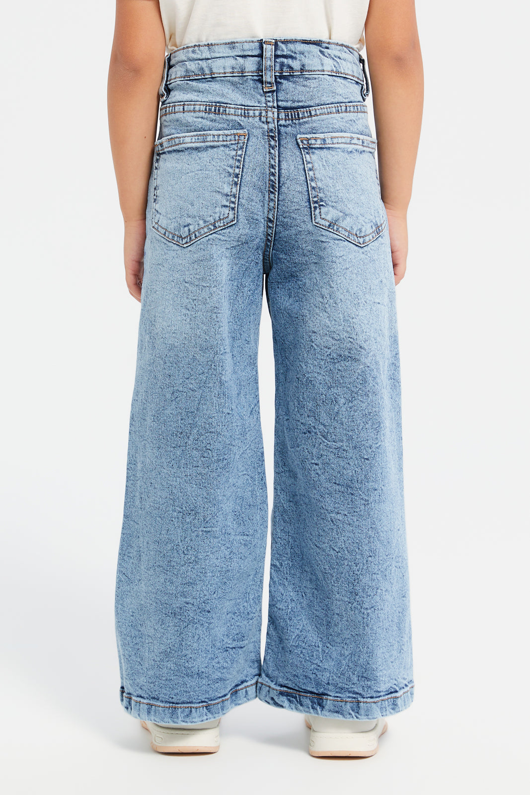 Buy Girls Blue Plain Flared Jeans 128301152 in Saudi Arabia