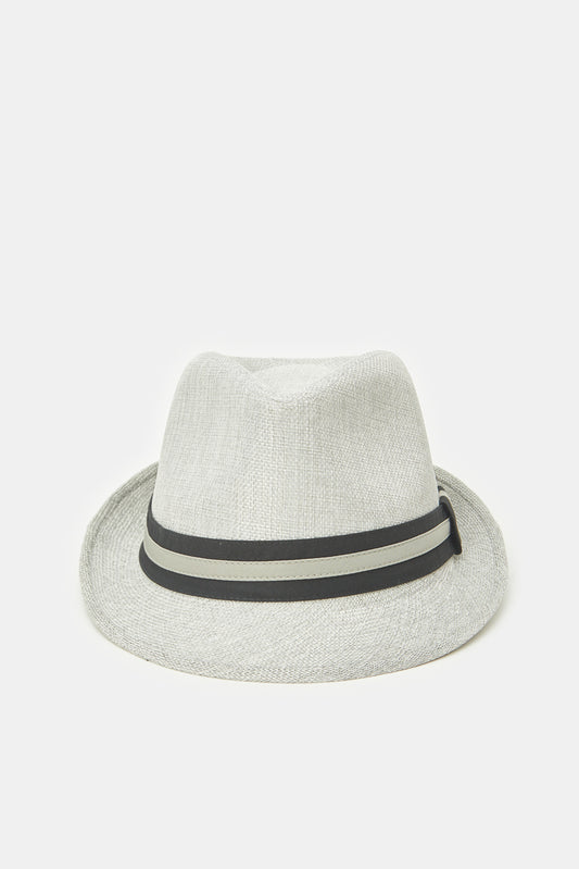 قبعة فيدورا مزينة باللون الرمادي  للرجال 