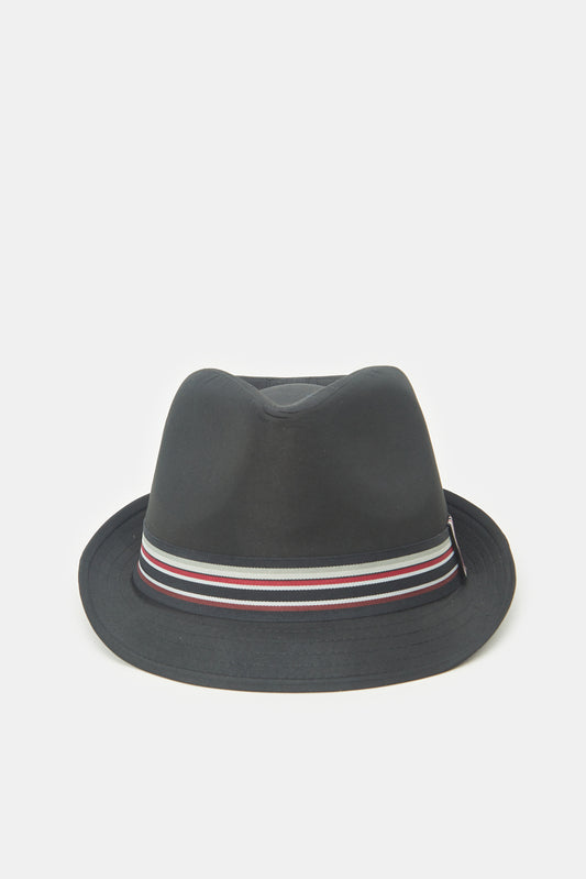 قبعة فيدورا مزينة باللون الأسود للرجال 