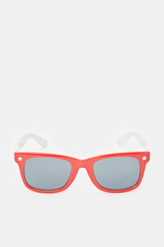 نظارات شمسية وايفرر مطبوعة باللون الأحمر والأبيض للأولاد