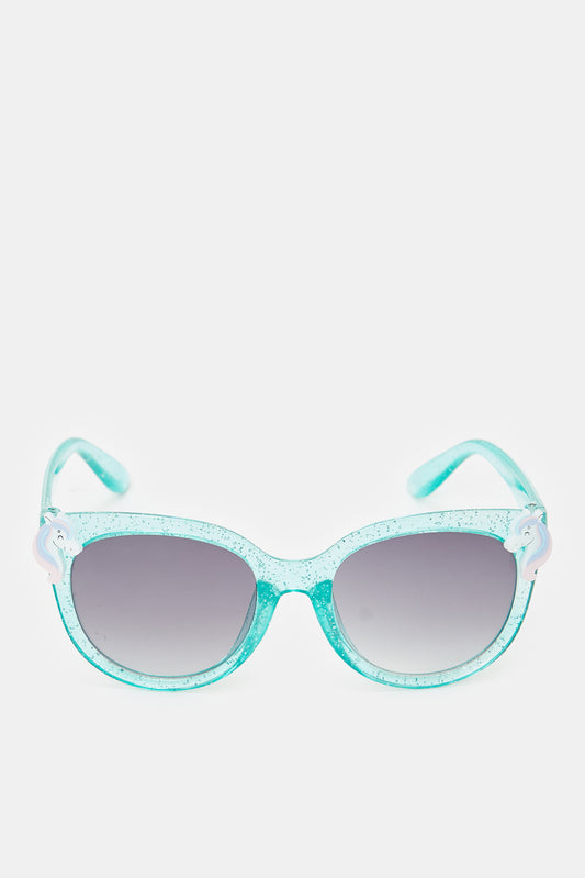 نظارات شمسية وايفارير مزينة بينيكورن باللون الأزرق للبنات