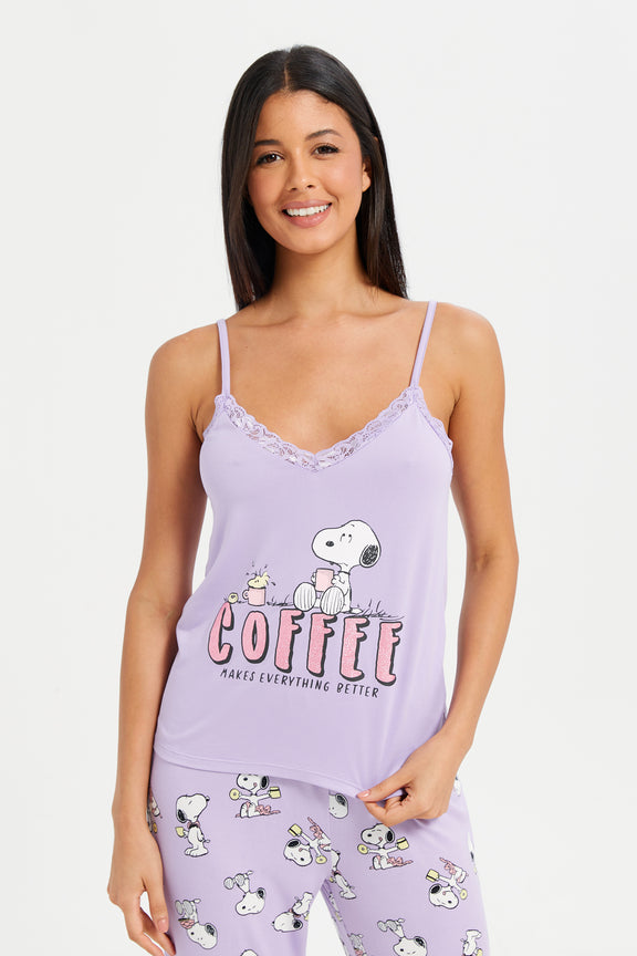 Buy Women Lilac Snoopy Print Cami Set (2 Piece) 128492201 In Saudi 