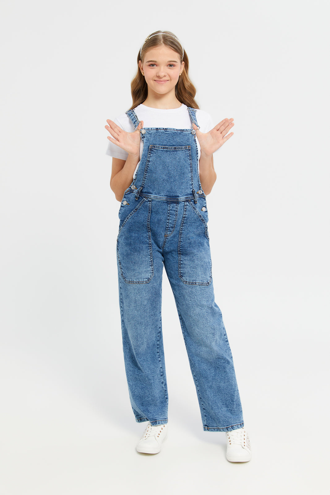 Denim dungarees girls best sale