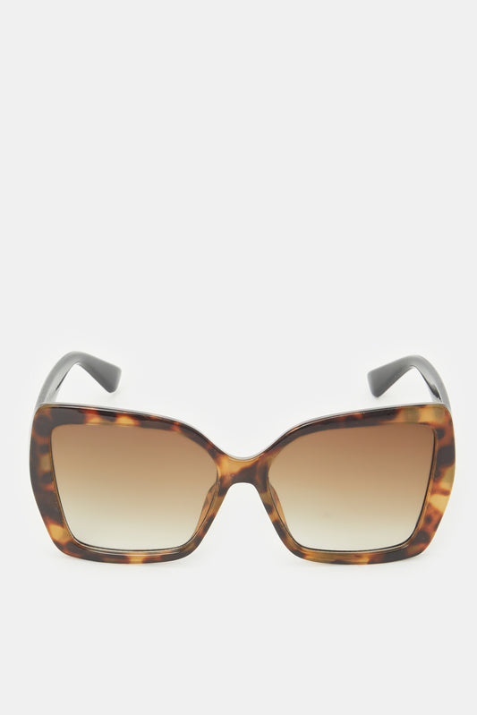 Women Brown Printed Oversized Sunglasses