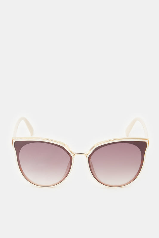 Women Cream And Brown Cat Eye Sunglasses