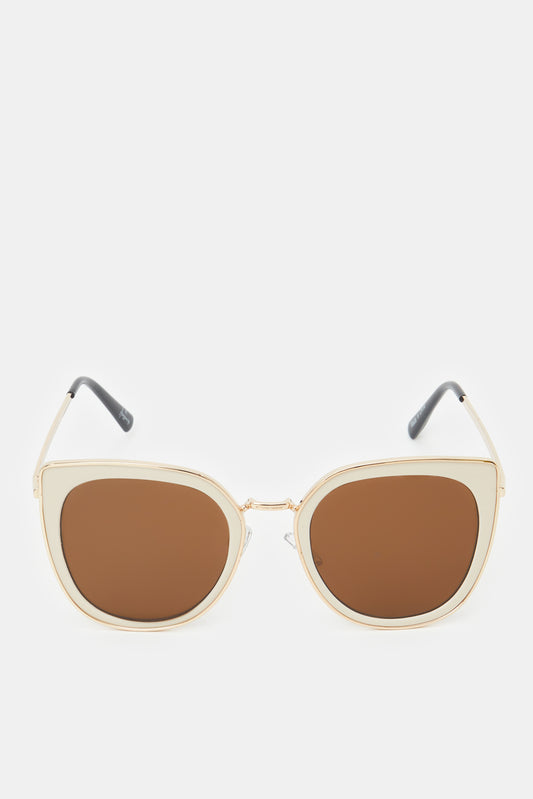 Women Cream Cat Eye Shape Sunglasses