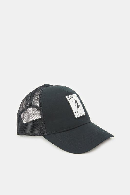 قبعة بطبعة باللون الأسود للرجال 