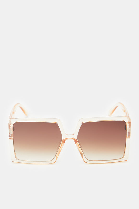 Women Beige Oversize Sunglasses