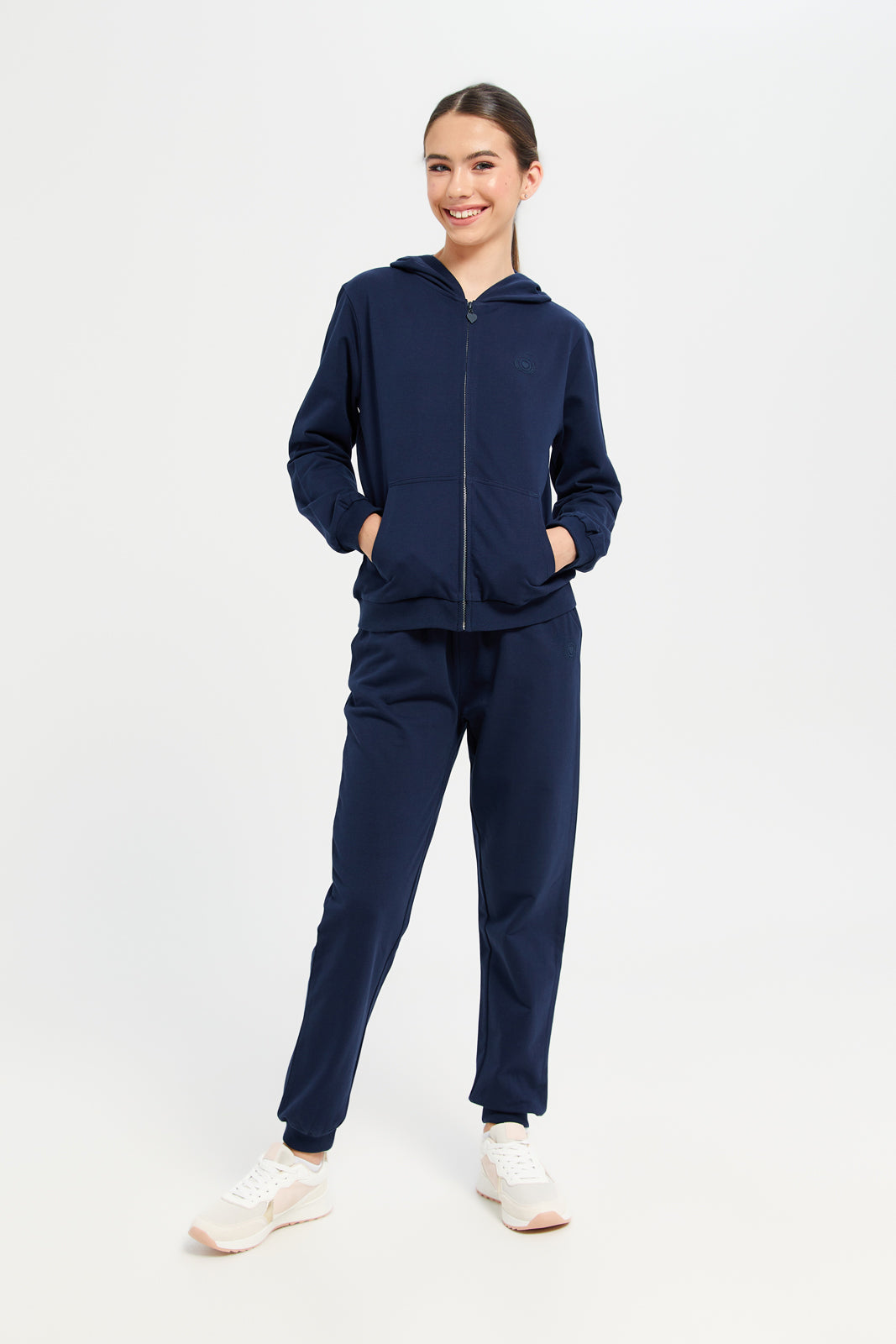 Buy Senior Girls Navy Zip Thru Hooded Sweatshirt 129280082 in Saudi ...