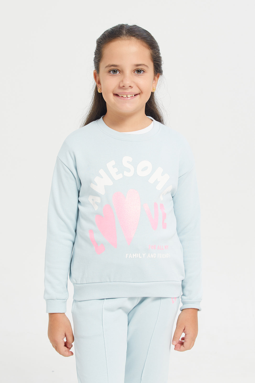 Buy Girls Blue Awesome Print Sweatshirt 129583446 in Saudi Arabia | REDTAG