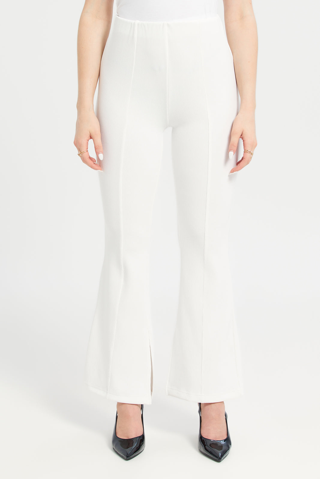 Buy Women Ivory Flared Leg Slit Trouser 129635592 in Saudi Arabia | REDTAG