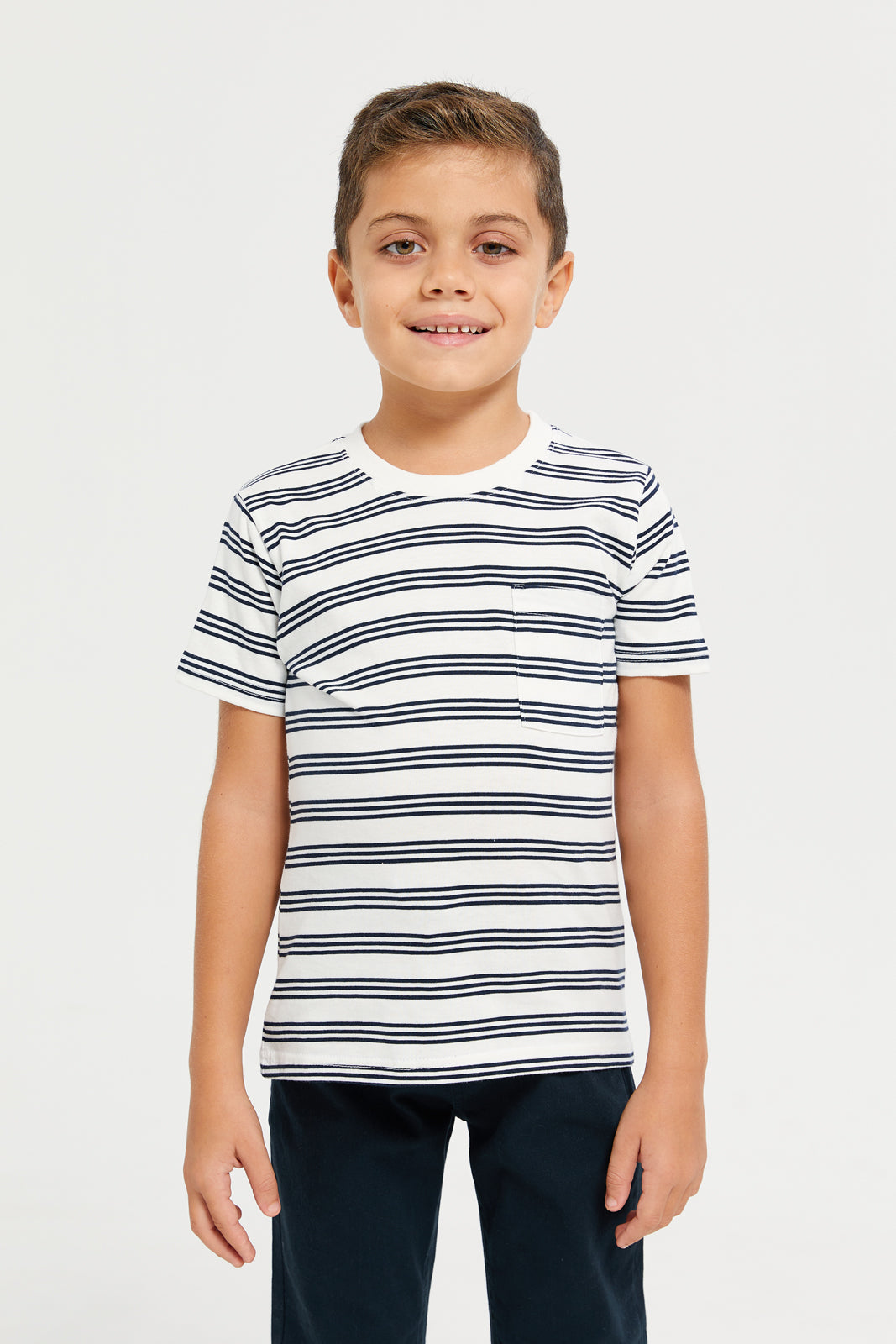 Buy Cream Stripe Short Sleeve T-Shirt 129693944 in Saudi Arabia | REDTAG