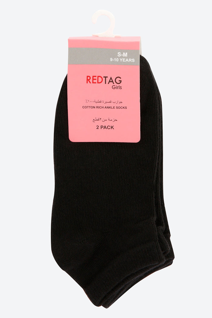 Black Plain Ankle Socks (2-Pack) - REDTAG