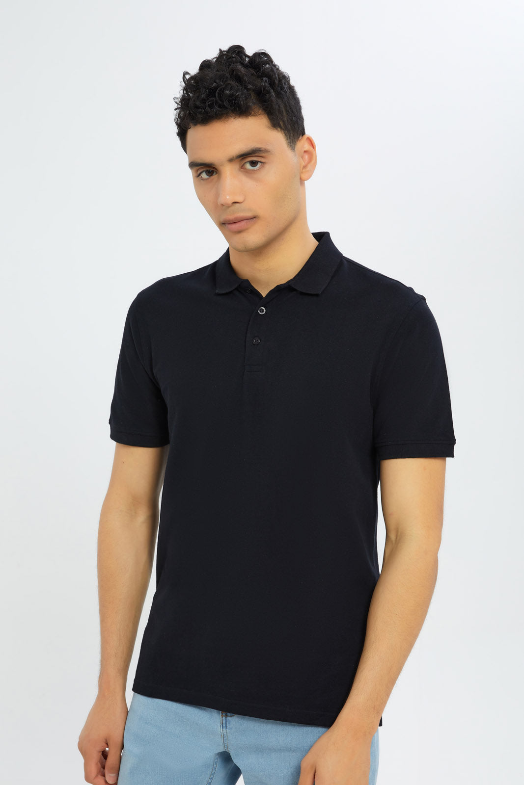 Buy Men Black Plain Polo Shirt for Men 112514575 in Saudi Arabia | REDTAG