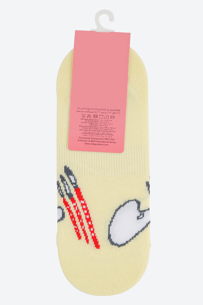 Yellow Jacquard Invisible Socks - REDTAG