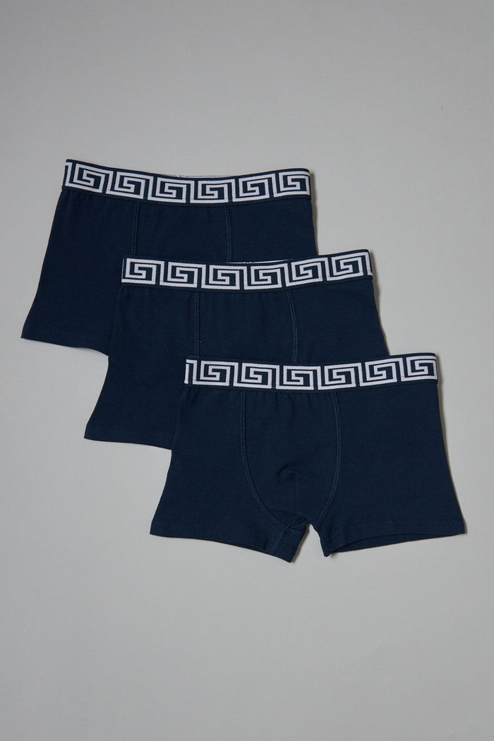 Navy Blue Plain Trunks (3-Pack) - REDTAG