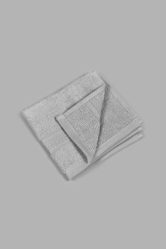 Redtag-Light-Grey-Textured-Cotton-Face-Towel-Set-(4-Piece)-Face-Towels-Home-Bathroom-