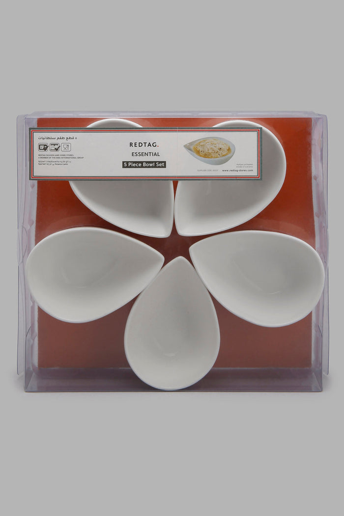 Redtag-White-Bowl-Set-(5-Piece)-365,-Colour:White,-Filter:Home-Dining,-HMW-DIN-Serving-Dish,-New-In,-New-In-HMW-DIN,-Non-Sale,-Section:Homewares-Home-Dining-