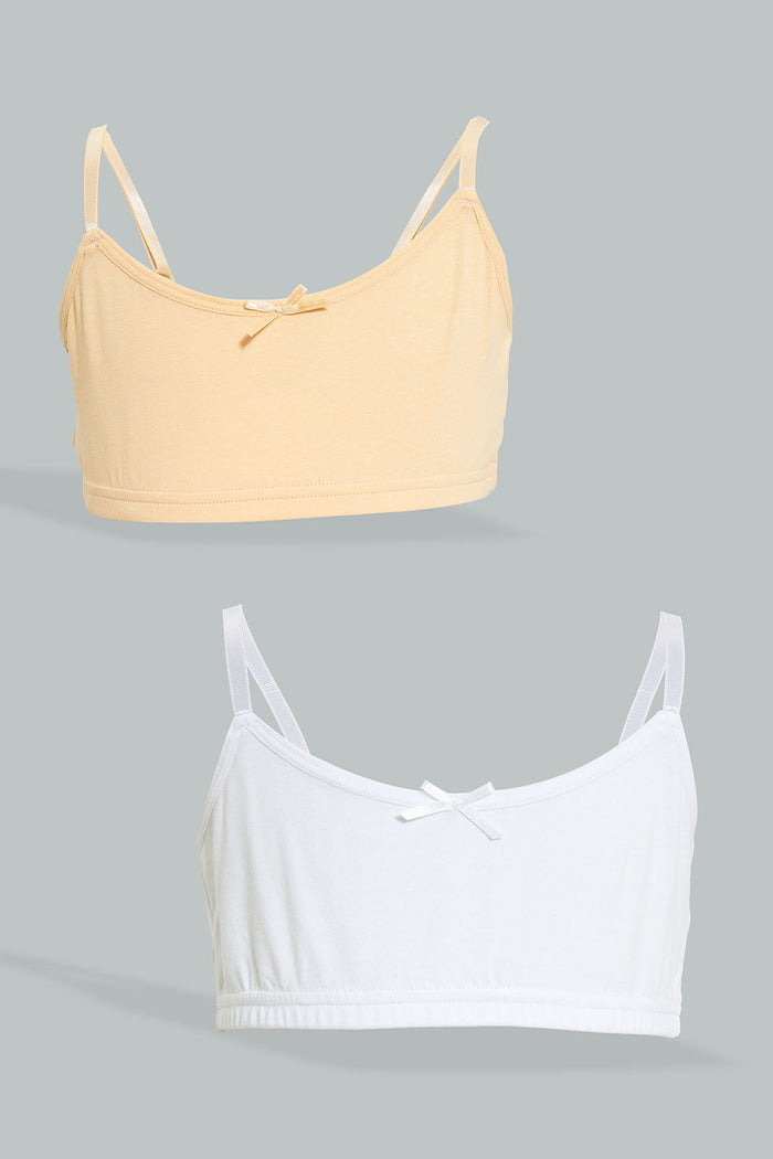 Redtag-White-X-Lt-Beige-Bra-(2Pack)-365,-Colour:Assorted,-Filter:Senior-Girls-(9-to-14-Yrs),-GSR-Bras,-New-In,-New-In-GSR,-Non-Sale,-Section:Kidswear-Senior-Girls-9 to 14 Years