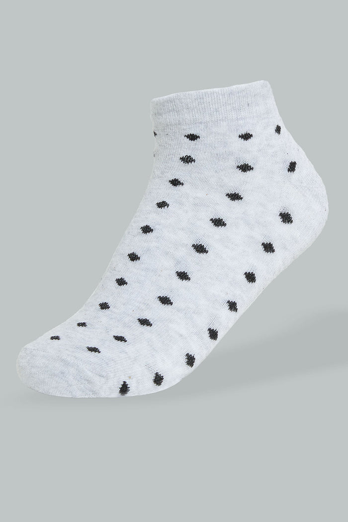 Redtag-Grey/White/Pink-Yarn-Dyed-Polka-Ankle-Socks-(3-Pack)-365,-Colour:Assorted,-Filter:Women's-Clothing,-New-In,-New-In-Women,-Non-Sale,-Section:Women,-Women-Socks-Women's-