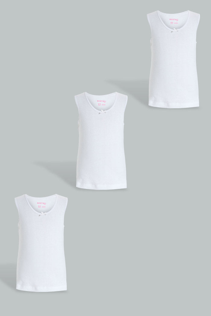 Redtag-White-Assorted-3-Pack-Solid-Vest-Vests-Girls-2 to 8 Years