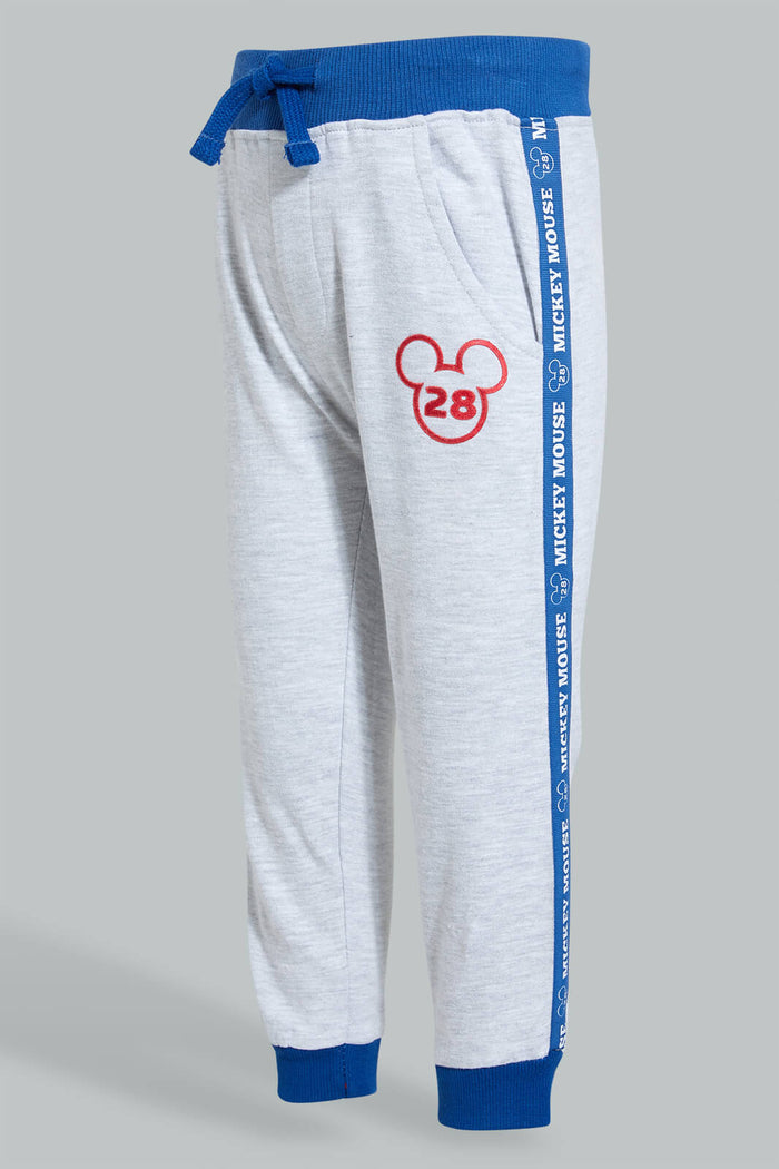 Redtag-Grey-Mickey-Mouse-Placement-Print-Active-Pant-Joggers-Infant-Boys-3 to 24 Months