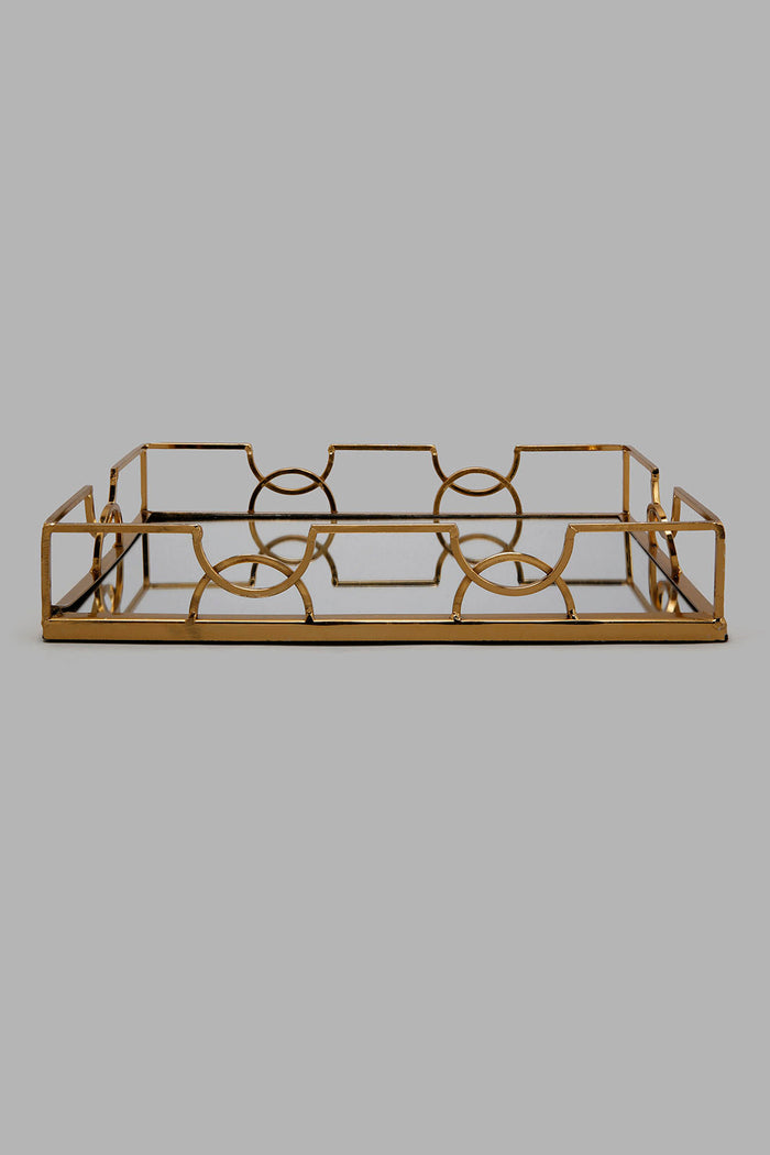 Redtag-Gold-Metal-Mirrored-Rectangular-Tray-Colour:Gold,-Filter:Home-Decor,-HMW-HOM-Bath-Ensembles,-HOM-PAST-MODERN-2/18,-New-In,-New-In-HMW-HOM,-Non-Sale,-Section:Homewares,-W21B-Home-Decor-0