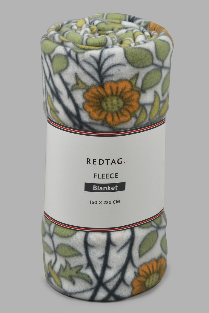 Redtag-Beige-Leaf-Printed-Single-Fleece-Blanket-0,-Colour:Beige,-Filter:Home-Bedroom,-HMW-BED-Blankets,-New-In,-New-In-HMW-BED,-Non-Sale,-S22A,-Section:Homewares-Home-Bedroom-