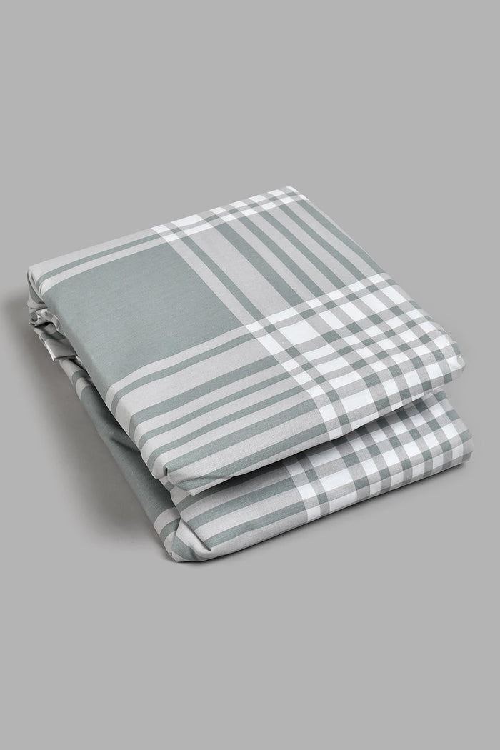 Redtag-Grey-Check-Printed-Fitted-Sheet-(Single-Size)-Fitted-Sheets-Home-Bedroom-