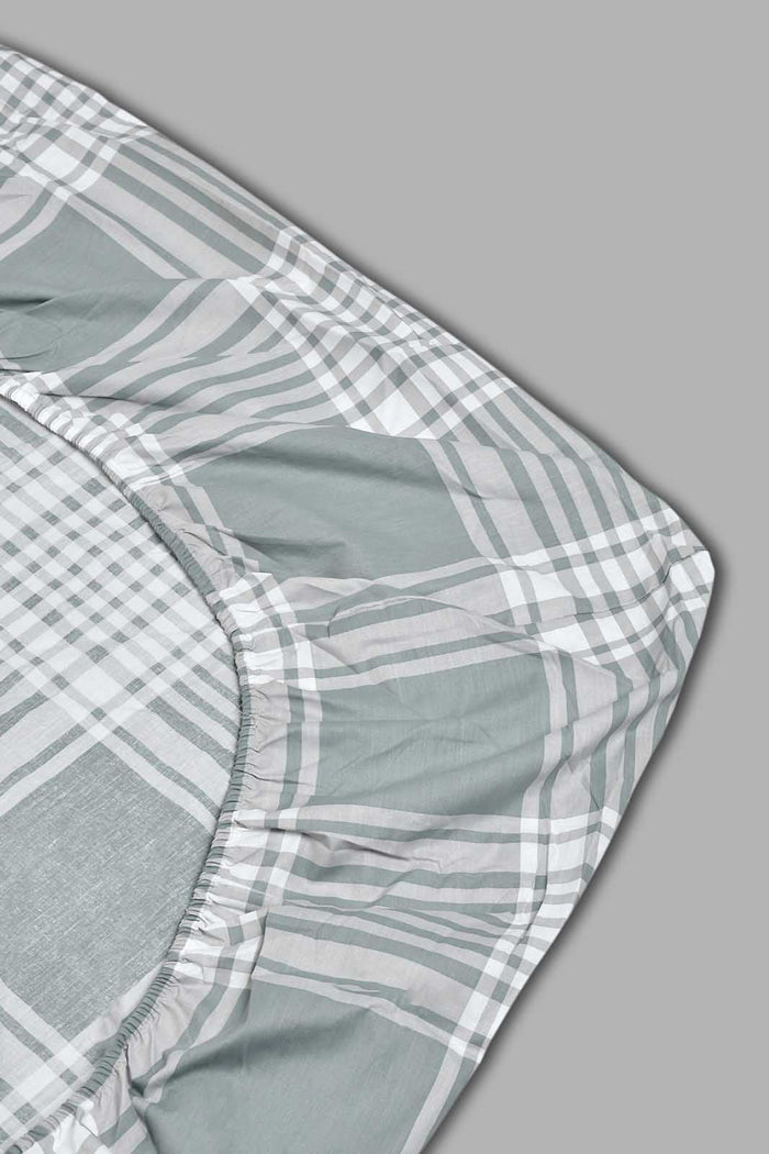 Redtag-Grey-Check-Printed-Fitted-Sheet-(Single-Size)-Fitted-Sheets-Home-Bedroom-