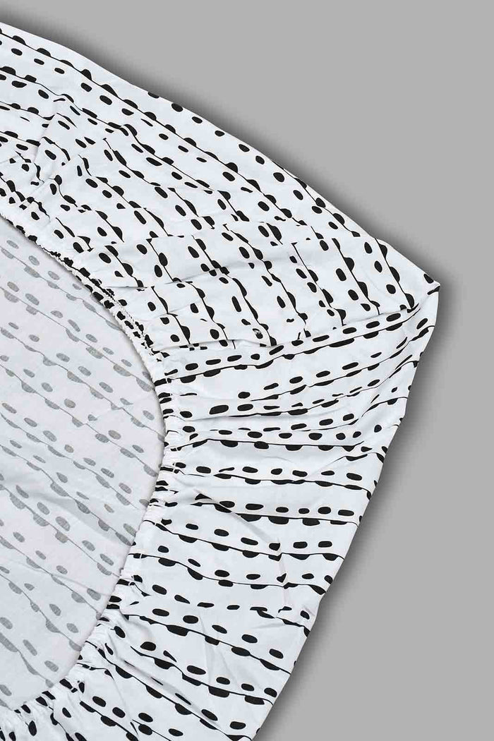Redtag-White/Black-Stripe-Printed-Fitted-Sheet-(Twin-Size)-Fitted-Sheets-Home-Bedroom-