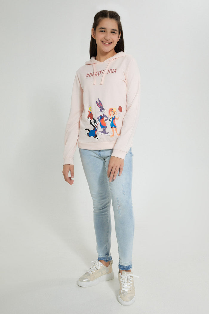 Redtag-Pink-Looney-Tunes-Hooded-Sweatshirt-Sweatshirts-Senior-Girls-9 to 14 Years