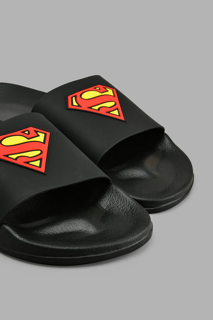 Redtag-Black-Superman-Character-Slide-Character,-Colour:Black,-Filter:Men's-Footwear,-Men-Flip-Flops,-New-In,-New-In-Men-FOO,-Non-Sale,-S22A,-Section:Men-Men's-