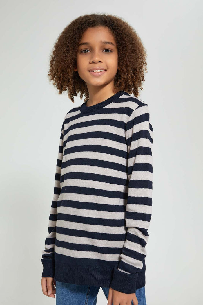 Redtag-Bsr-Table-Stripe-Pullover-Pullovers-Senior-Boys-9 to 14 Years