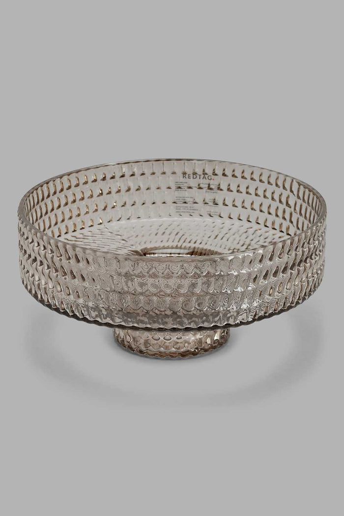 Redtag-Grey-Embossed-Glass-Bowl-Vase-Home-Decor-