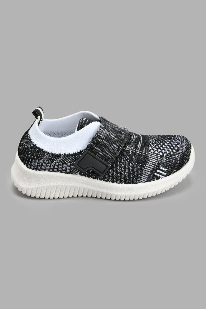 Redtag-Grey-Fly-Knit-Trainer-Slip-Ons-Infant-Boys-1 to 3 Years