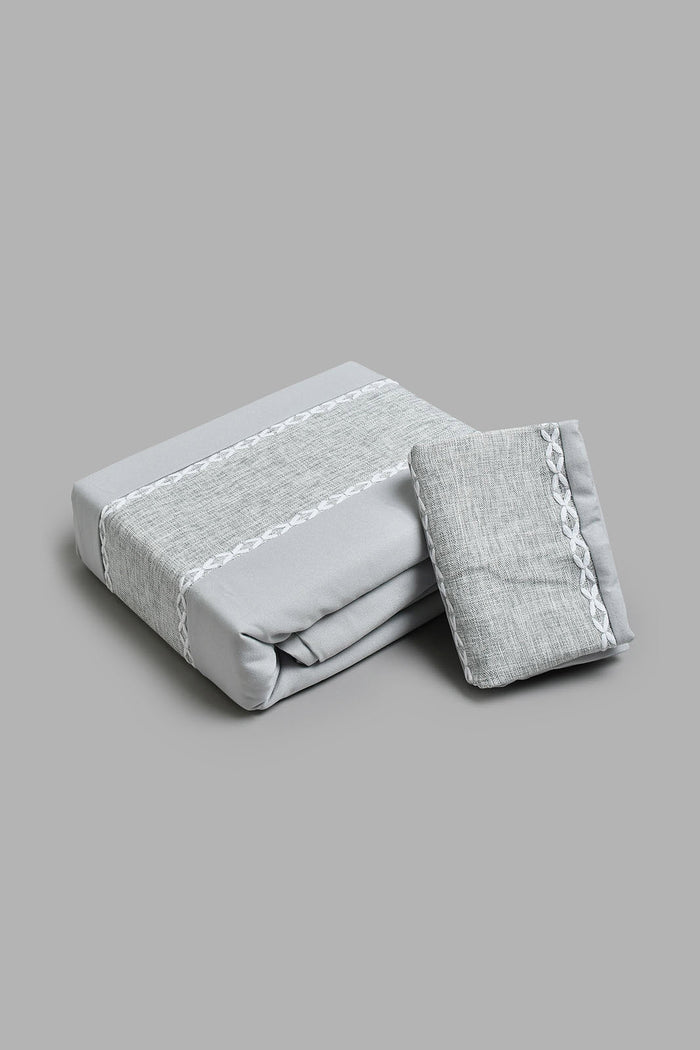 Redtag-Grey-2-Pieces-Duvet-Cover-Set-With-Lace-(Single-Size)-Duvet-Covers-Home-Bedroom-