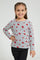 Redtag-Grey-Heart-Print-Brushed-Fabric-T-Shirt-Long-Sleeves-Girls-2 to 8 Years
