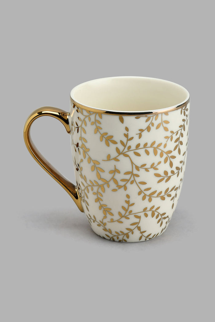 Redtag-White-And-Gold-Leaf-Mug-Colour:Gold,-Colour:White,-Filter:Home-Dining,-HMW-DIN-Mugs,-New-In,-New-In-HMW-DIN,-Non-Sale,-S22A,-Section:Homewares-Home-Dining-