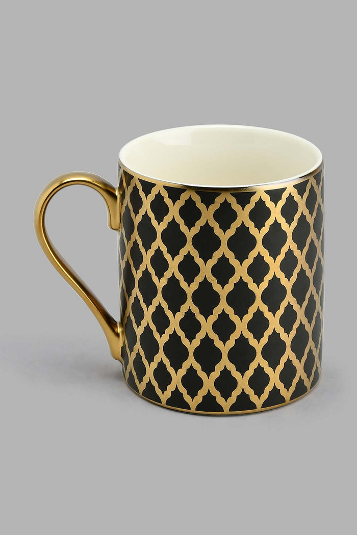 Redtag-Black-And-Gold-Geometric-Printed-Mug-Colour:Black,-Colour:Gold,-Filter:Home-Dining,-HMW-DIN-Mugs,-New-In,-New-In-HMW-DIN,-Non-Sale,-S22A,-Section:Homewares-Home-Dining-